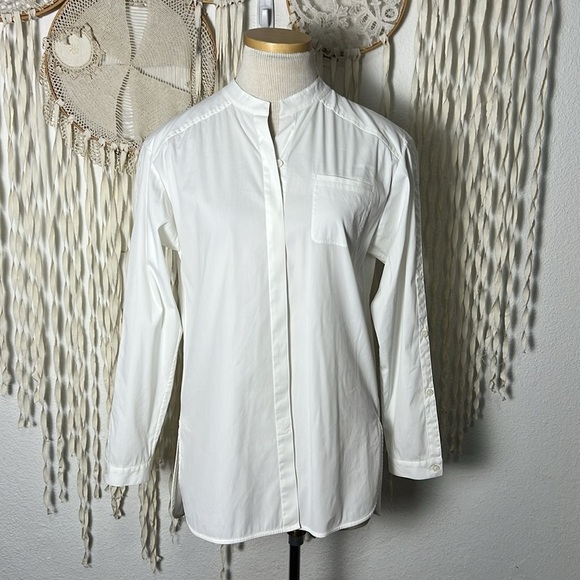 Lafayette 148 White Long Sleeve Button Down Button Accent Along Sleeve Size XS - Picture 1 of 13